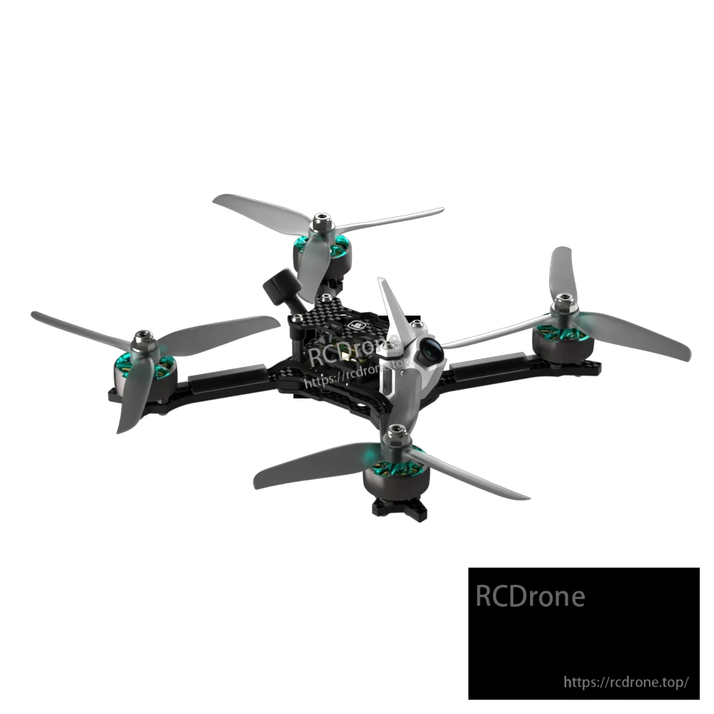 iFlight Mach R5 Ultra 6S analog FPV racing drone with carbon frame, teal motors, and front camera mount