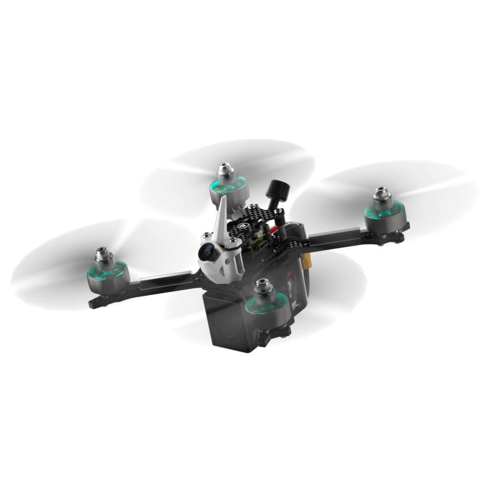 iFlight Mach R5 Ultra 6S Analog FPV, iFlight Mach R5 Ultra analog FPV quadcopter with four propellers, front FPV camera, and rear antenna