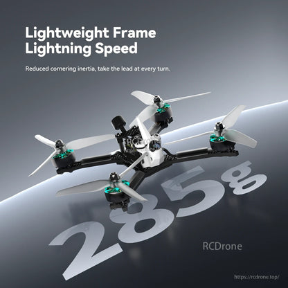 iFlight Mach R5 Ultra 6S Analog FPV, iFlight Mach R5 FPV racing quad frame with four motors and props, pictured as a lightweight 28.5g build