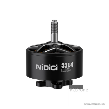 iFlight NIDICI 3314 900KV Brushless Motor, iFlight NIDICI 3314 900KV motor for 6S 8-10 inch drones, black with silver shaft.