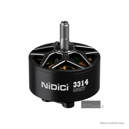 iFlight NIDICI 3314 900KV Brushless Motor, iFlight NIDICI 3314 900KV motor for 6S 8-10 inch long-range/cinelifter FPV drones, black with silver.