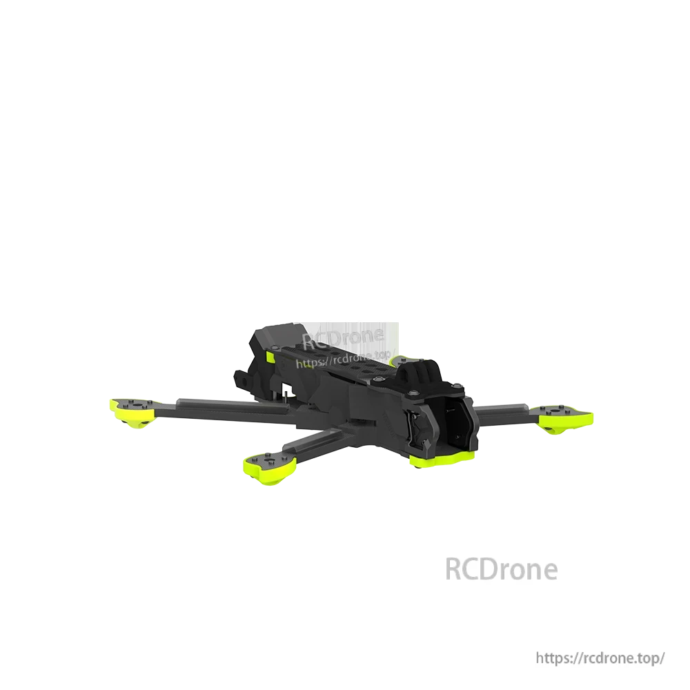 iFlight Nazgul DC5 ECO V1.1 O4 FPV Frame, iFlight Nazgul DC5 ECO V1.1 O4 FPV drone frame with black body, front camera cage and neon yellow arm tips