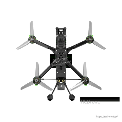 iFlight Nazgul Evoque F5 V3 6S WTFPV, Top view of iFlight Nazgul Evoque F5 V3 6S FPV quadcopter with carbon frame and four tri-blade props