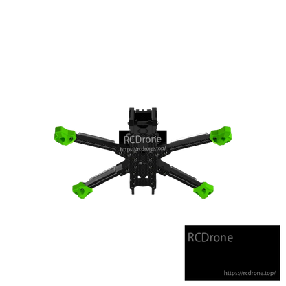 iFlight Nazgul Evoque F5 V3 FPV Frame, Top view of iFlight Nazgul Evoque F5 V3 FPV drone frame with carbon fiber arms and green motor protectors