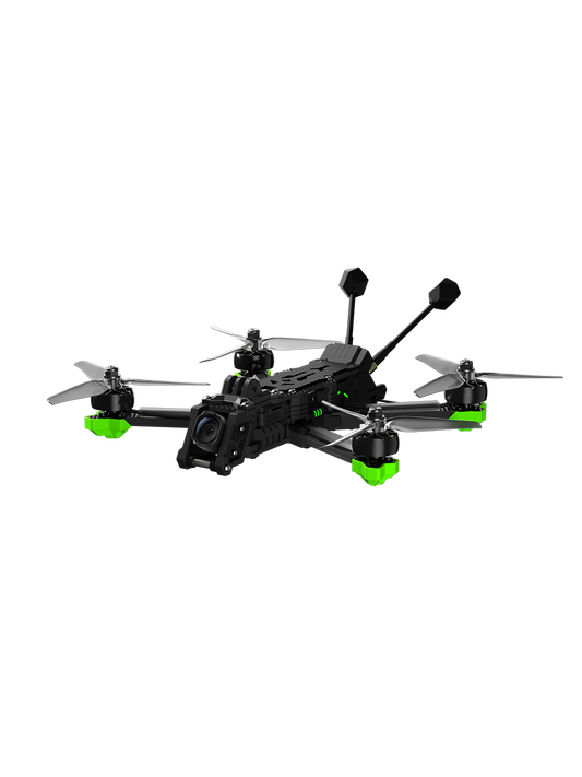iFlight Nazgul Evoque F5 V3 O4 6S HD FPV, iFlight Nazgul Evoque F5 V3 FPV quadcopter with front camera mount, four propellers, and dual antennas
