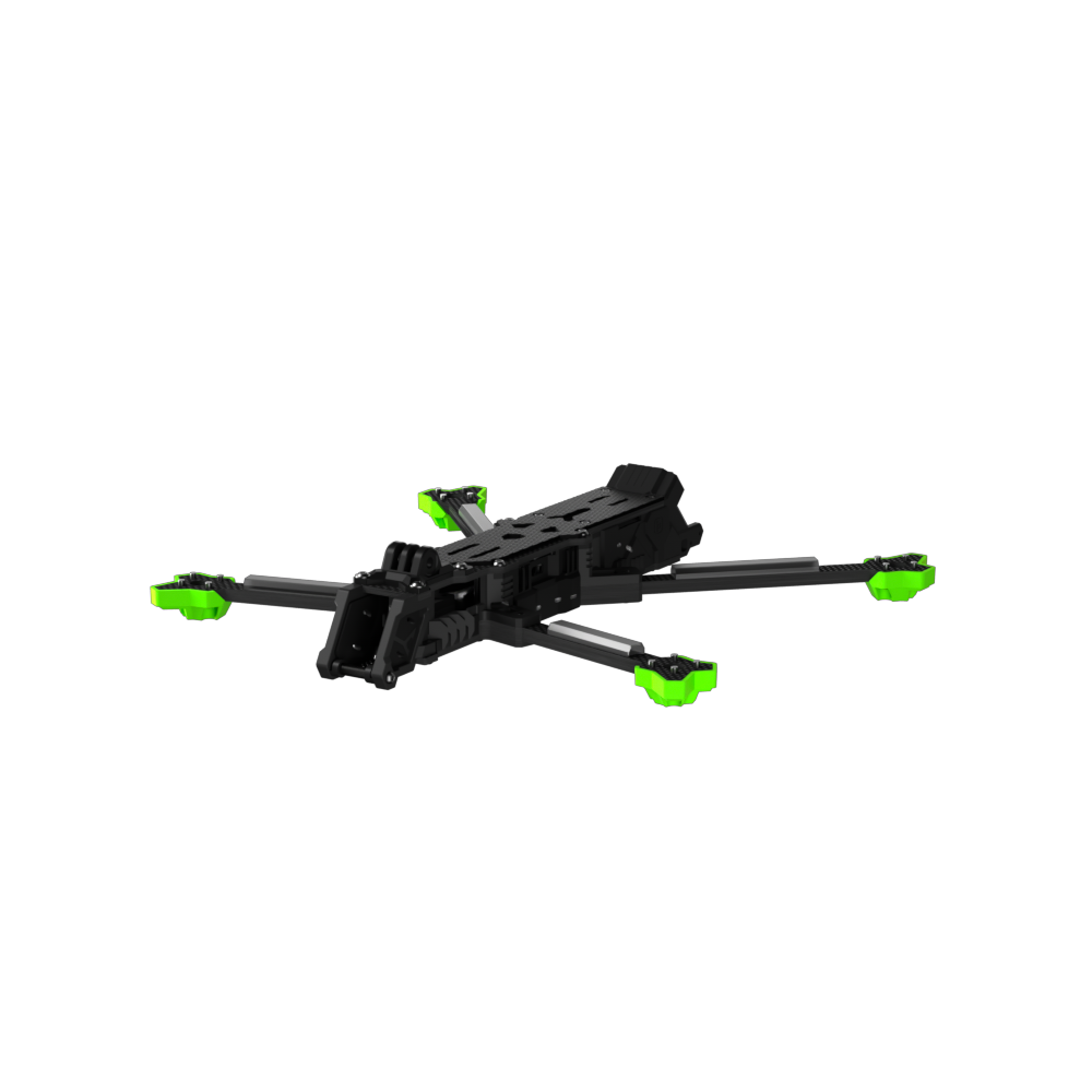iFlight Nazgul Evoque deadcat FPV drone frame kit with black chassis and neon green arm end protectors