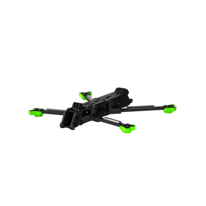 iFlight Nazgul Evoque deadcat FPV drone frame kit with black chassis and neon green arm end protectors