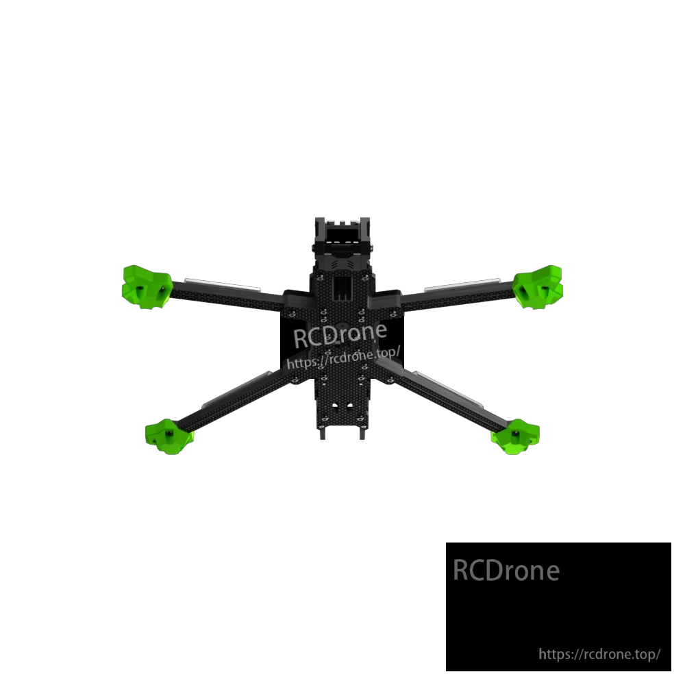 Top view of iFlight Nazgul Evoque deadcat FPV drone frame with carbon arms and green motor guards
