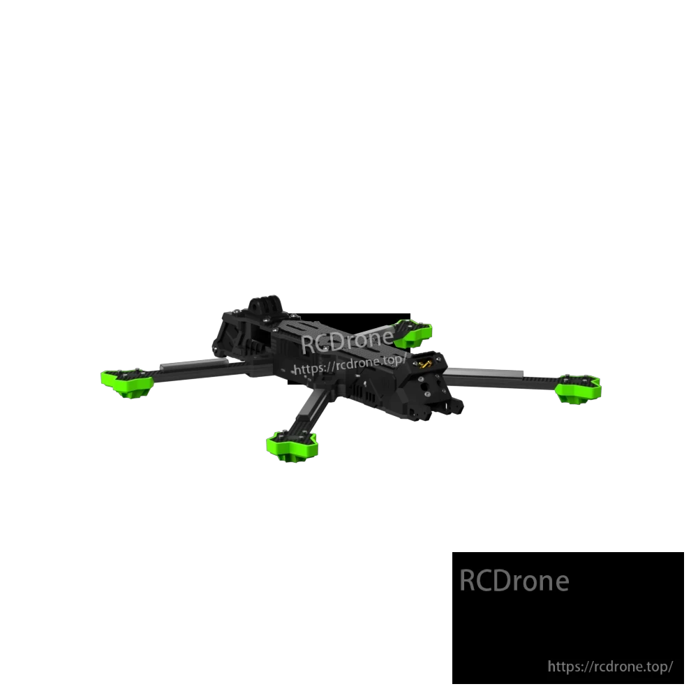 iFlight Nazgul Evoque F7 O4 deadcat FPV drone frame kit with black arms and green motor bumpers