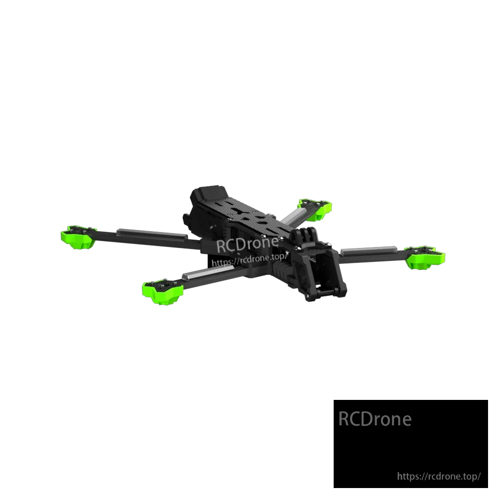 iFlight Nazgul Evoque O4 deadcat FPV drone frame kit with black carbon arms and green motor protectors