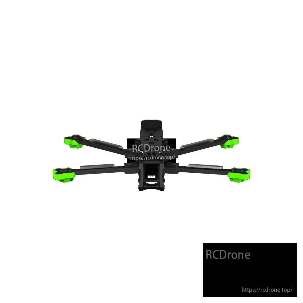 iFlight Nazgul Evoque FPV drone frame kit with deadcat-style arms and green motor guards, top view