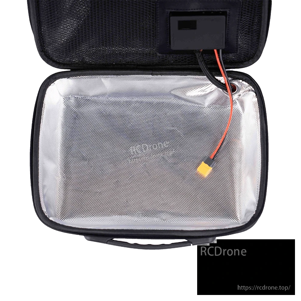 Open iFlight heated battery case with reflective insulated lining, mesh inner pocket, and XT60 power lead
