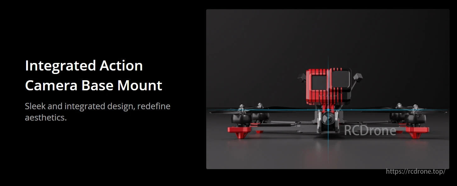 iFlight SH CineFlow 5 6S WTFPV, Integrated Action Camera Base Mount redefines FPV drone aesthetics with a sleek, streamlined design.