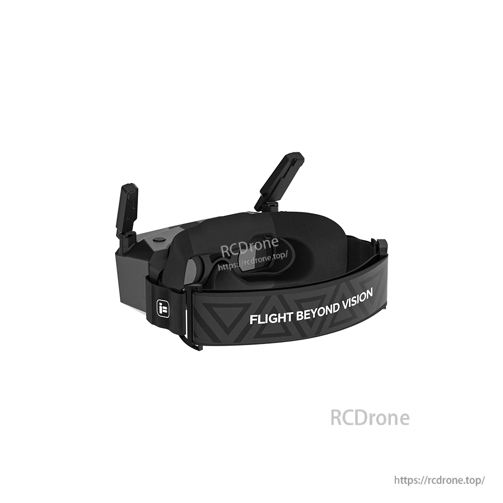 iFlight Skyviz analog FPV goggles with dual antennas, cushioned faceplate, and adjustable head strap