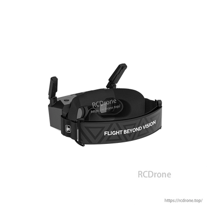iFlight Skyviz analog FPV goggles with dual antennas, cushioned faceplate, and adjustable head strap