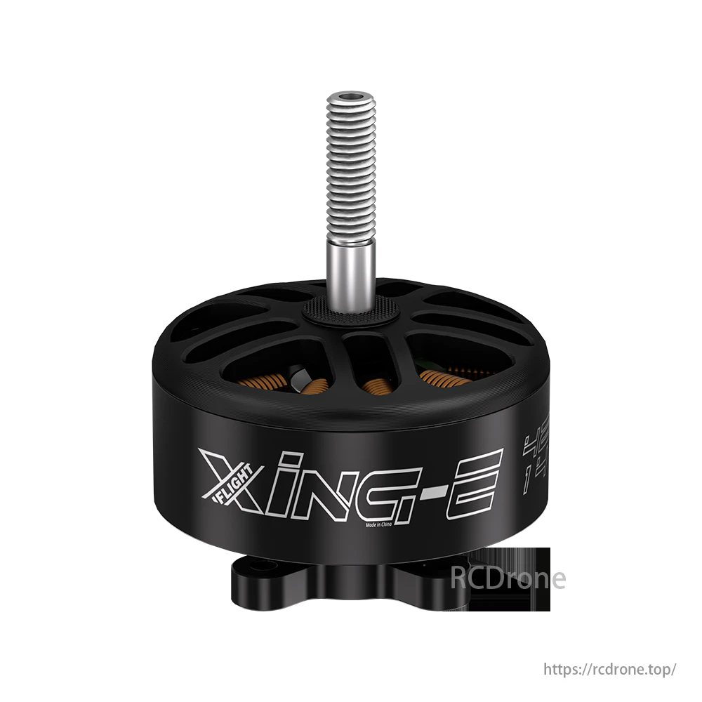 iFlight XING-E 4214 400KV 8S FPV Brushless Motor, iFlight XING-E 4214 400KV 8S FPV brushless motor for 13-18 inch props, designed for X-class cinelifter drones with a black threaded shaft.