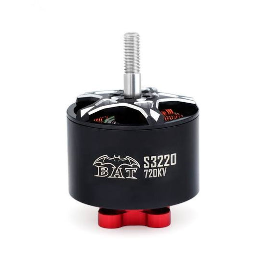 Surpass Hobby BAT S3220 FPV brushless motor front view with threaded shaft and red base