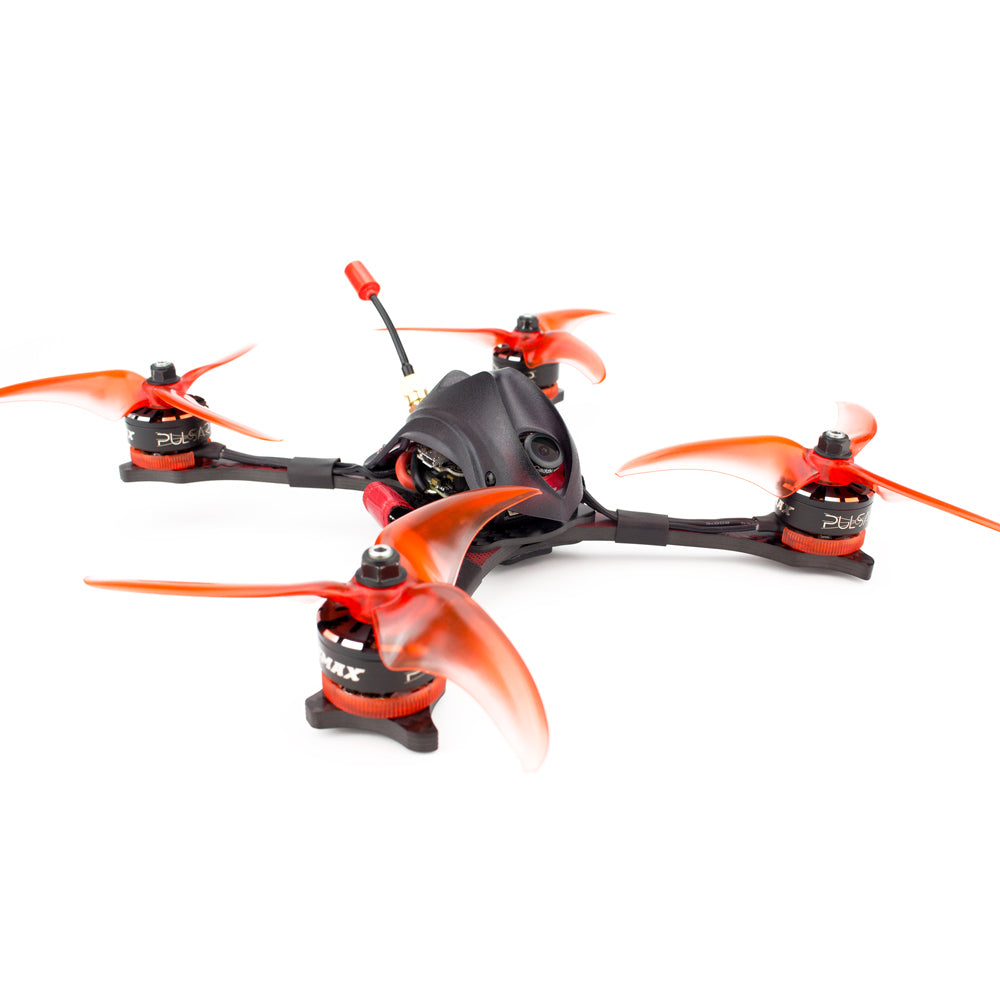 EMAX Hawk Pro 5 Inch 4S-6S FPV quadcopter angled side view showing frame arms, motors, and canopy