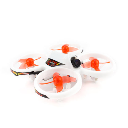 EMAX EZ Pilot Indoor FPV whoop drone angled front view with orange props and ducted guards