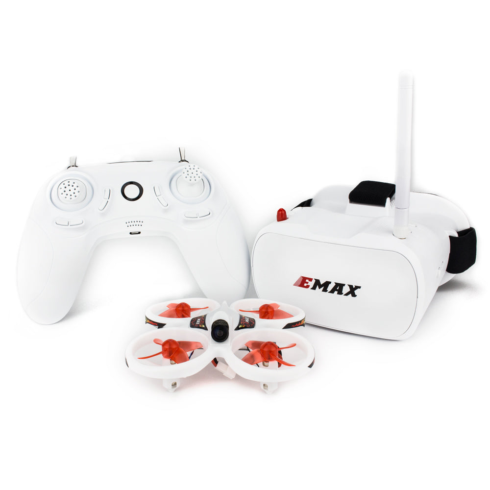 EMAX EZ Pilot Indoor FPV kit with whoop drone, FPV goggles and white radio transmitter