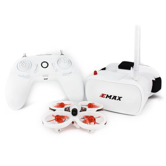 EMAX EZ Pilot Indoor FPV kit with whoop drone, FPV goggles and white radio transmitter