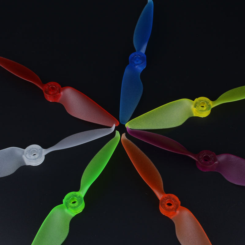 EMAX AVAN-S 5in 2-blade FPV racing propeller color assortment, multiple translucent props on black