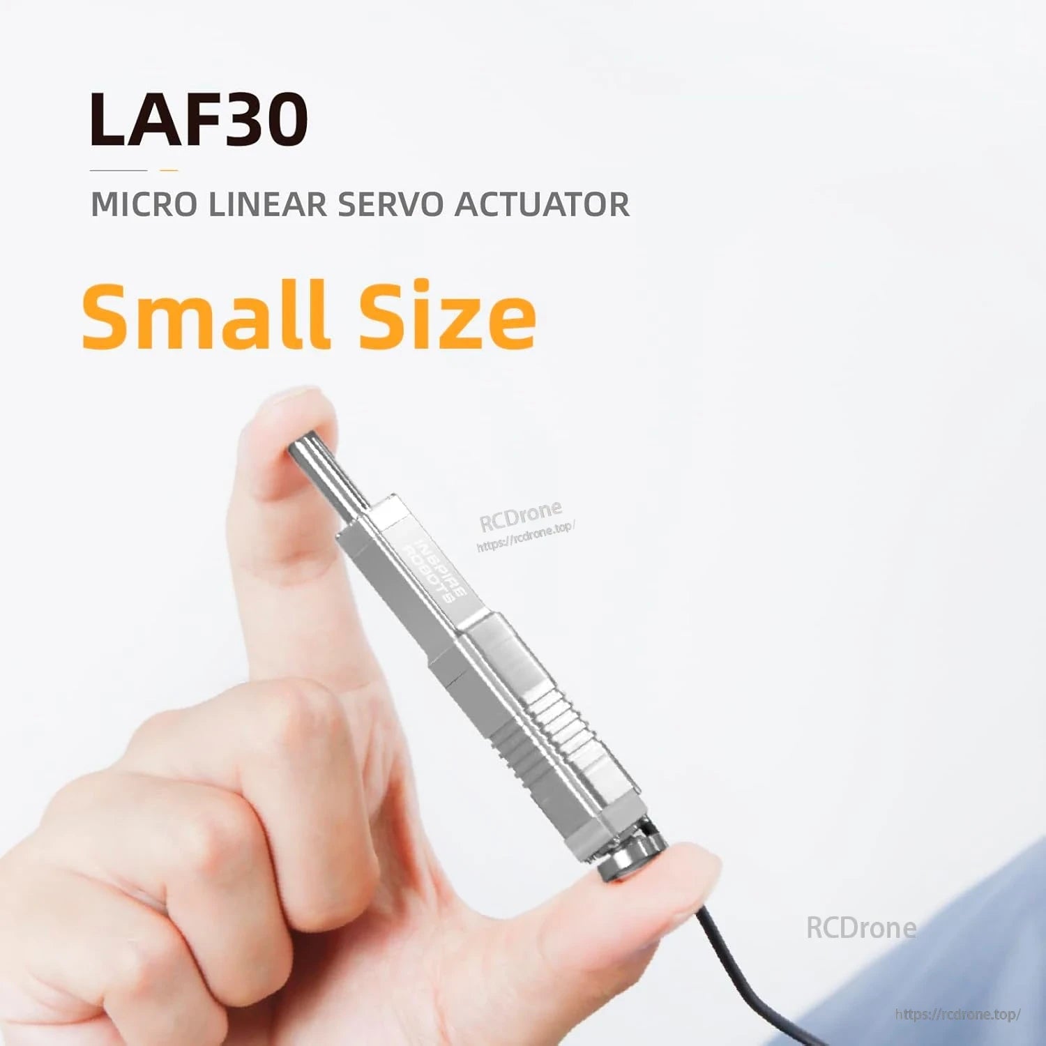 The LAF30 is a compact linear servo actuator with 30mm stroke, 50N force, ±0.06mm precision, and force control sensor.