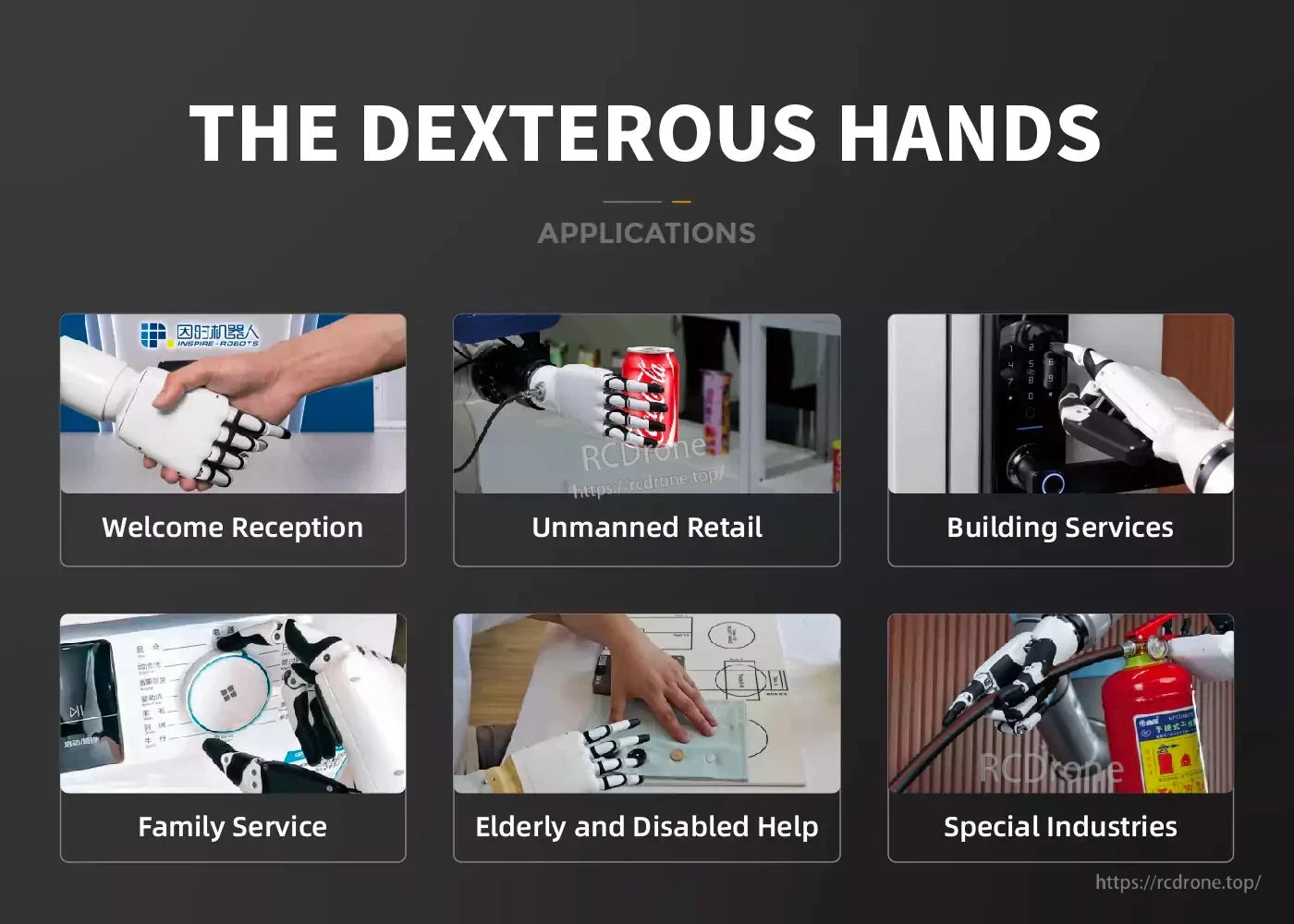Inspire Robots RH56DFX Dexterous Robot Hand, Dexterous robot hands are used in reception, retail, building services, family care, elderly assistance, and special industries.