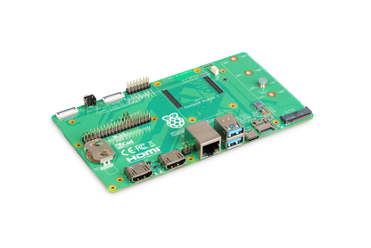 Raspberry Pi Compute Module 5 IO Board (CM5IO) with M.2 M key, dual HDMI 2.0, USB 3, Gigabit Ethernet PoE+, HAT+ GPIO