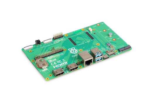 Raspberry Pi Compute Module 5 IO Board (CM5IO) with M.2 M key, dual HDMI 2.0, USB 3, Gigabit Ethernet PoE+, HAT+ GPIO