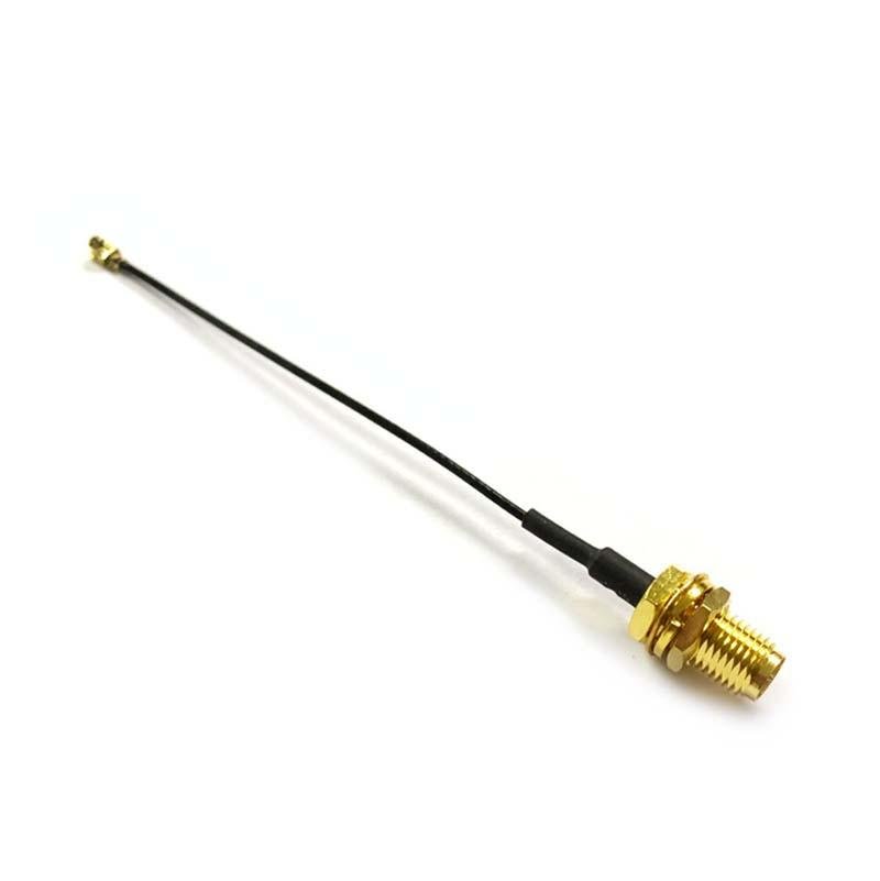IPEX to SMA/RP-SMA Female Adapter pigtail cable with bulkhead connector, straight view