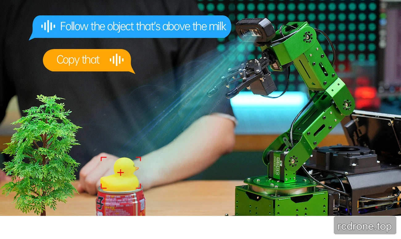 Vision-language target tracking; voice operation requires the Ultimate configuration.