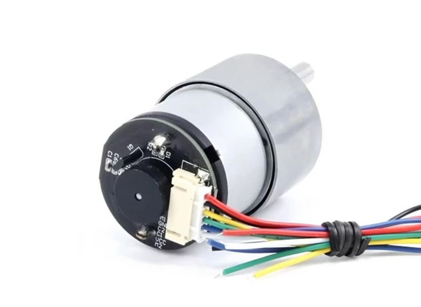 JGB37-520 Hall encoder and six-wire connector, rear view