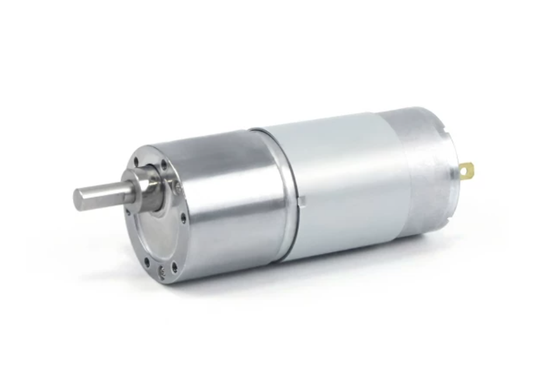 JGB37-555 DC gear motor with 6mm D-shaft, front view