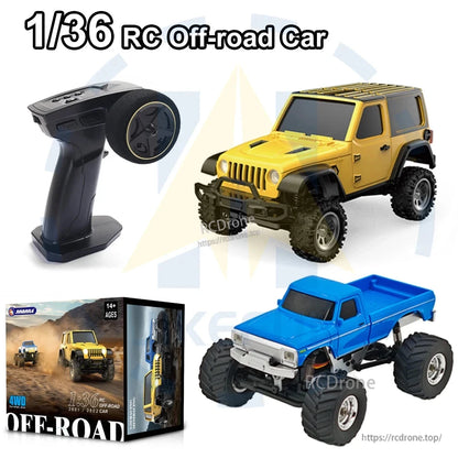 JIKEFUN 1/36 RC Crawler Car, 1/36 scale 4WD off-road RC car with proportional control, lights, Type-C charging, 20m range, suitable for ages 14+, includes 3.7V 200mAh battery.