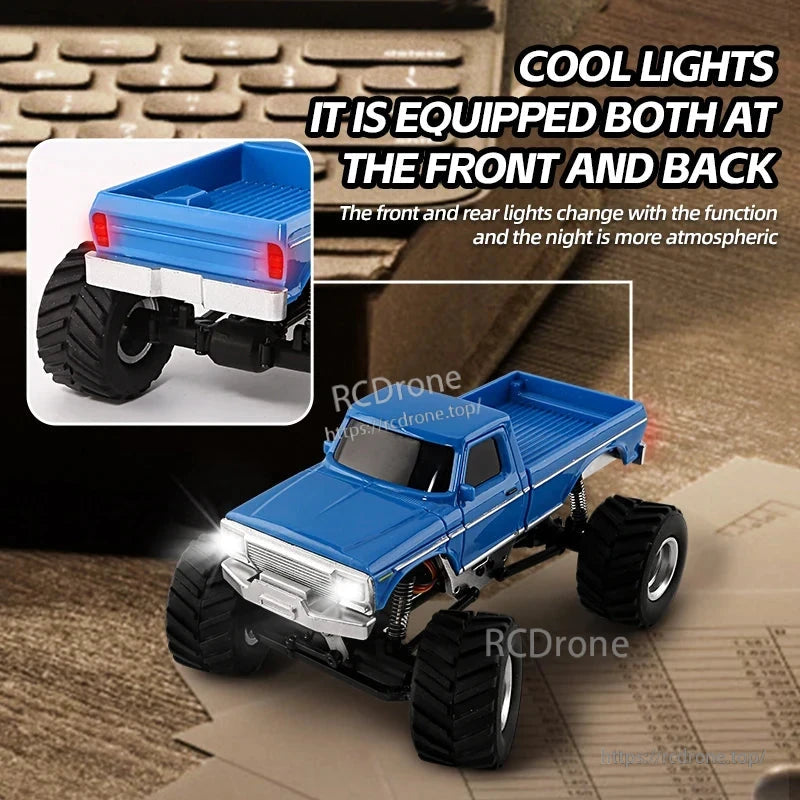 JIKEFUN 1/36 RC Crawler Car, Cool lights at front and back, changing with function, enhancing night atmosphere.