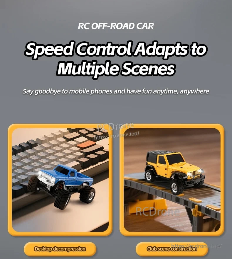 JIKEFUN 1/36 RC Crawler Car, RC off-road car with adaptive speed control for various scenes.