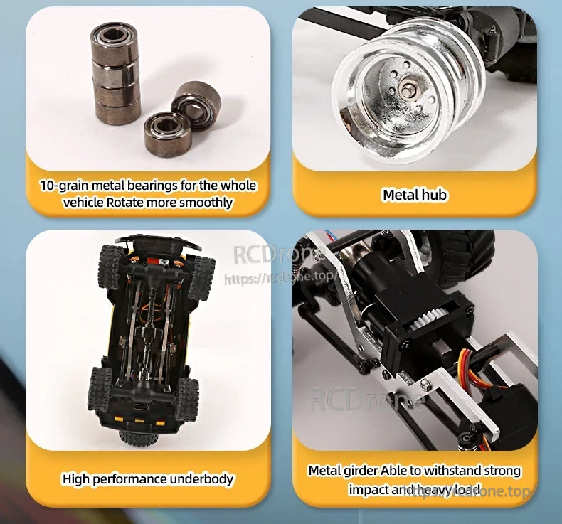 JIKEFUN 1/36 RC Crawler Car, Metal bearings, metal hub, high performance underbody, metal girder