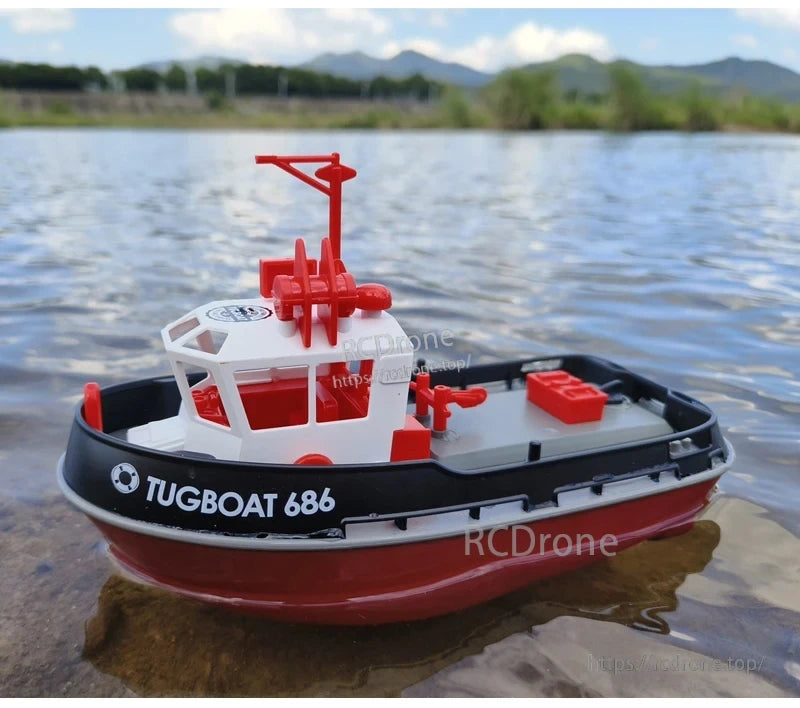 JIKEFUN 686 Remote Control Tugboat, The model arrives ready-to-go and is suitable for ponds, pools, and calm lakes.