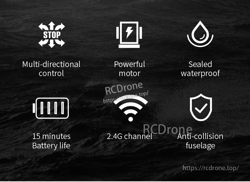 JIKEFUN 686 Remote Control Tugboat, Waterproof motor with long-lasting battery life, durable fuselage, and anti-collision features for 15-minute use.