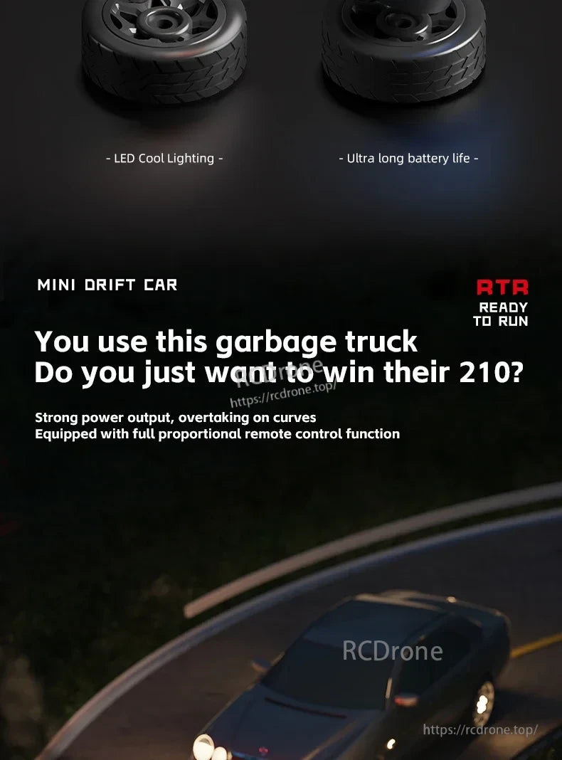 JIKEFUN AE86 1/64 RC Drift Car, Mini drift car features LED lights, long battery life, powerful performance, full proportional control, and is ready to run right out of the box.