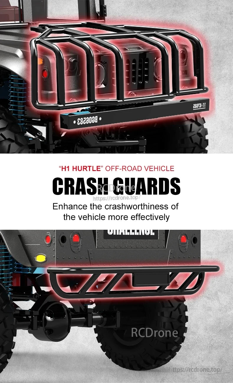 JJRC Q121 RC CAR, H1 HURTLE off-road vehicle crash guards enhance crashworthiness effectively.