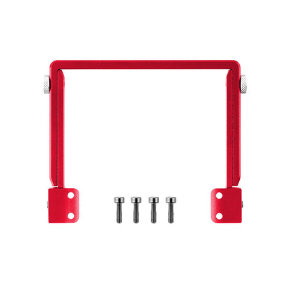 Red CNC folding stand bracket for RadioMaster TX15 transmitter with four mounting screws