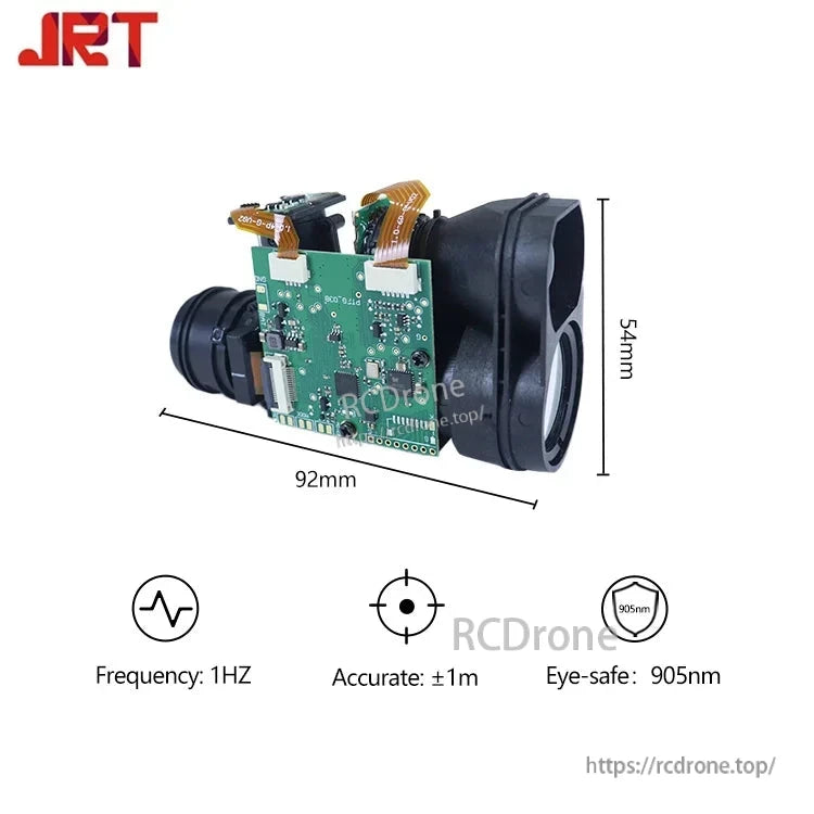 Jrt 1200m Laser Distance Sensor, JRT 1200m laser sensor: 905nm, ±0.5m accuracy, 0.1m resolution, 2.5–3.5V, 1Hz, eye-safe, UART interface—compact, reliable distance measurement.