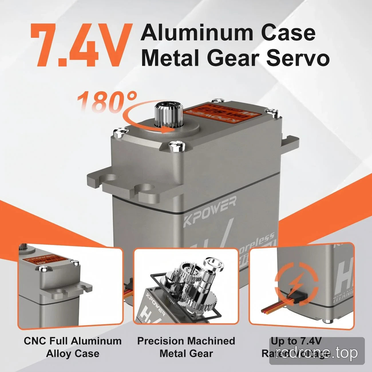 Aluminum-alloy servo housing and metal gear train with construction labels
