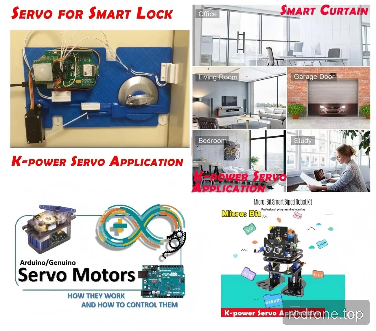 Illustrative servo projects with smart locks, curtains, Arduino and a Micro: Bit robot