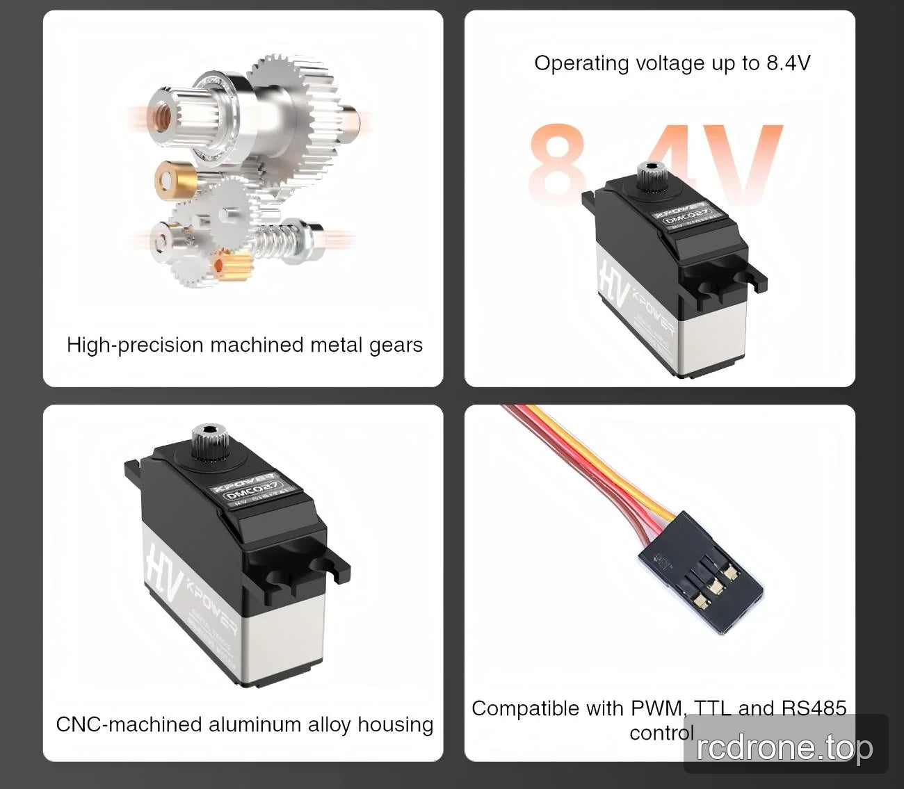 DMC027 feature panels with gearing, housing, voltage and control labels