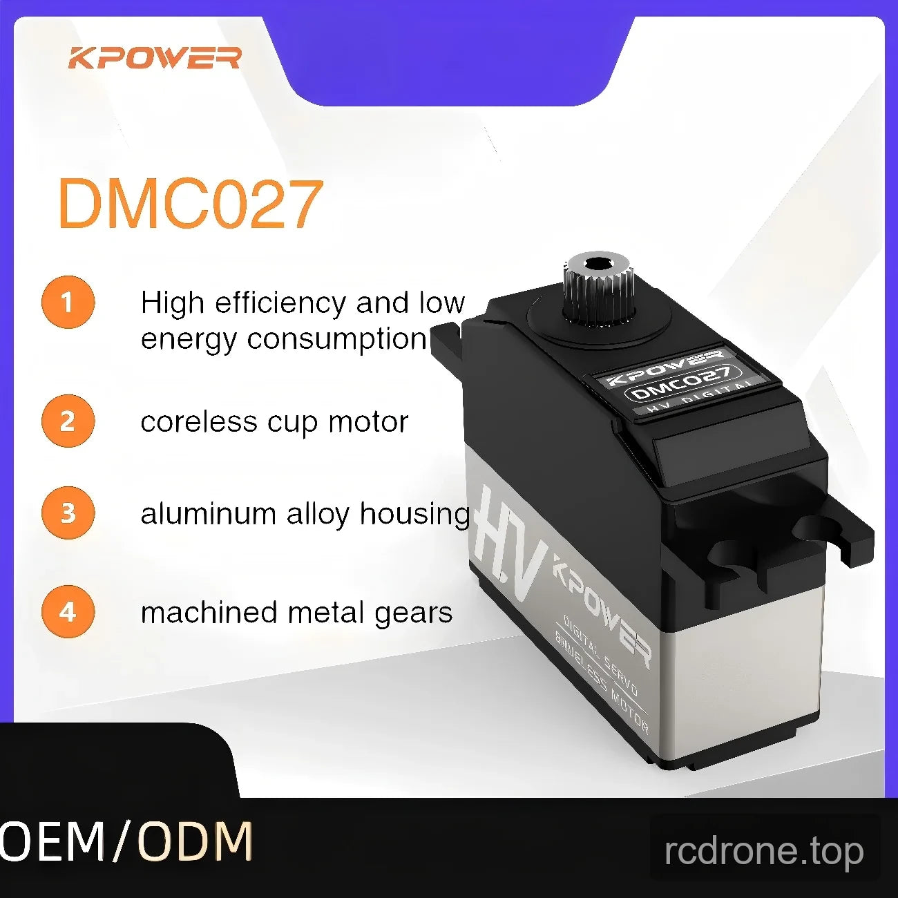 Kpower DMC027 feature panel with coreless motor, aluminum housing and machined gears