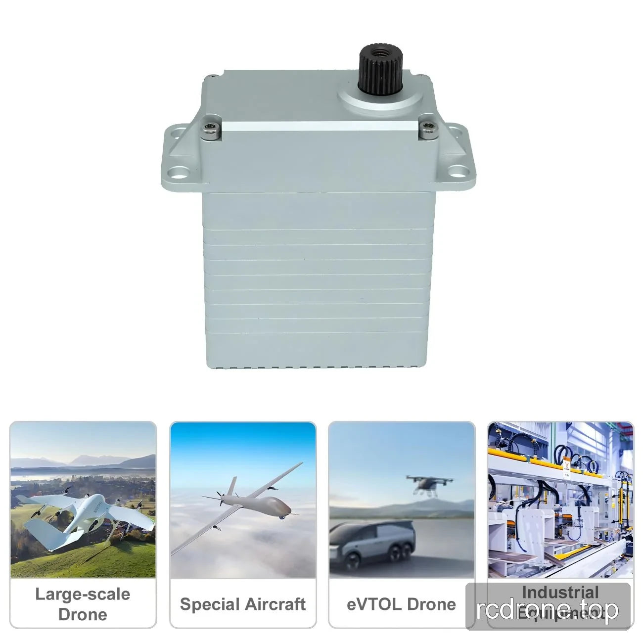 Silver servo with drone, special-aircraft, eVTOL and industrial application panels