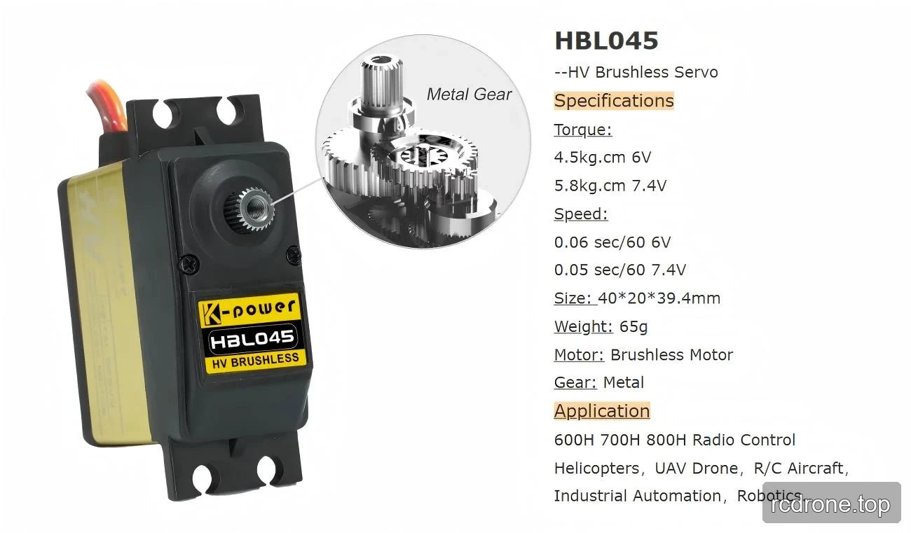 HBL045 voltage-specific torque and speed specifications with dimensions and gear detail